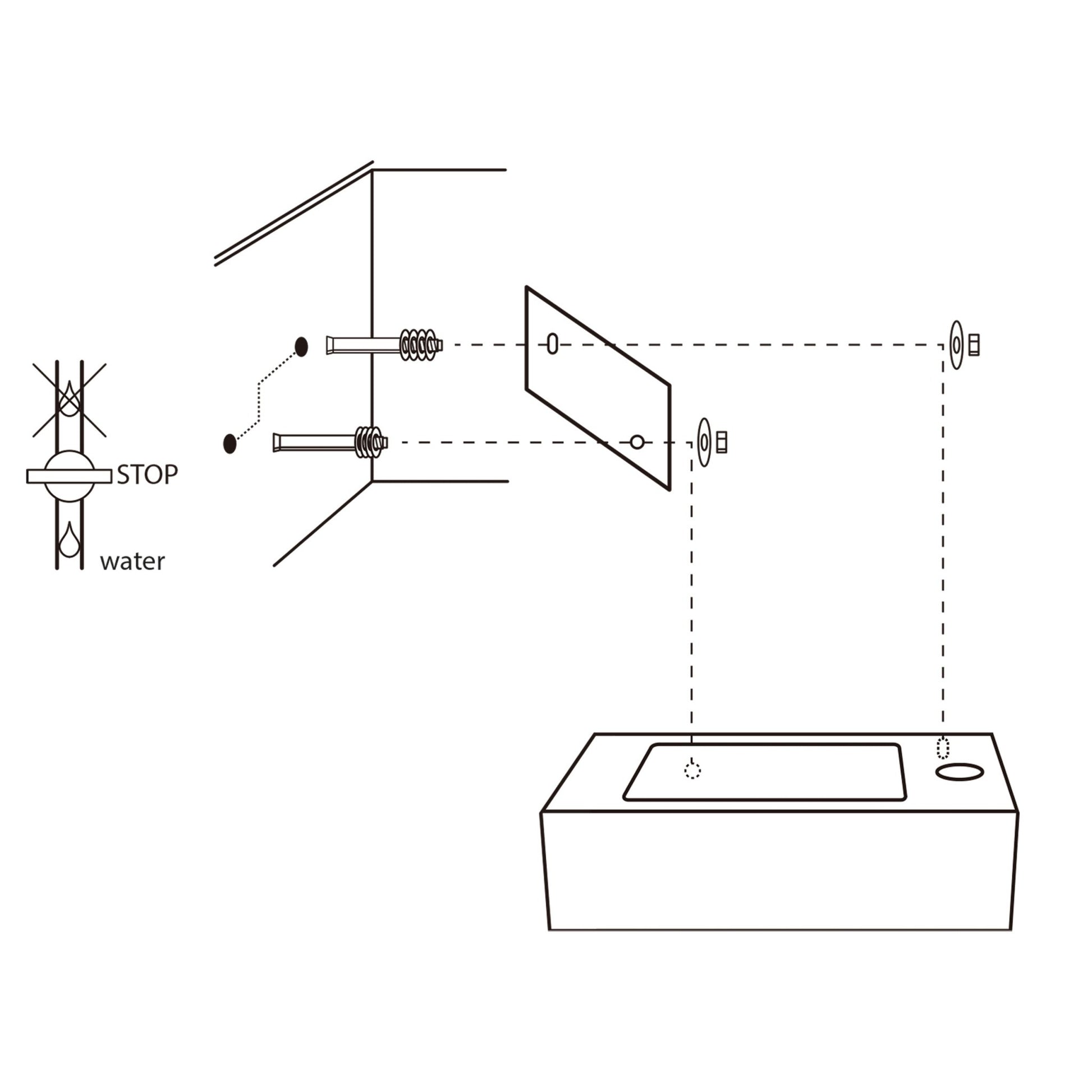 Differnz fonteinset bombai black - natuursteen - kraan gebogen - met handdoekrek - 40 x 22 x 9 cm - mat zwart - Mozaiektegel.com