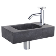 Differnz fonteinset bombai black - natuursteen - kraan kruis - 40 x 22 x 9 cm - chroom - Mozaiektegel.com