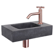 Differnz fonteinset bombai black - natuursteen - kraan kruis - 40 x 22 x 9 cm - rood koper - Mozaiektegel.com