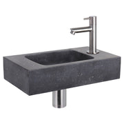 Differnz fonteinset bombai black - natuursteen - kraan recht - 40 x 22 x 9 cm - mat chroom - Mozaiektegel.com