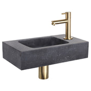 Differnz fonteinset bombai black - natuursteen - kraan recht - 40 x 22 x 9 cm - mat goud - Mozaiektegel.com