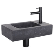 Differnz fonteinset bombai black - natuursteen - kraan recht - 40 x 22 x 9 cm - mat zwart - Mozaiektegel.com