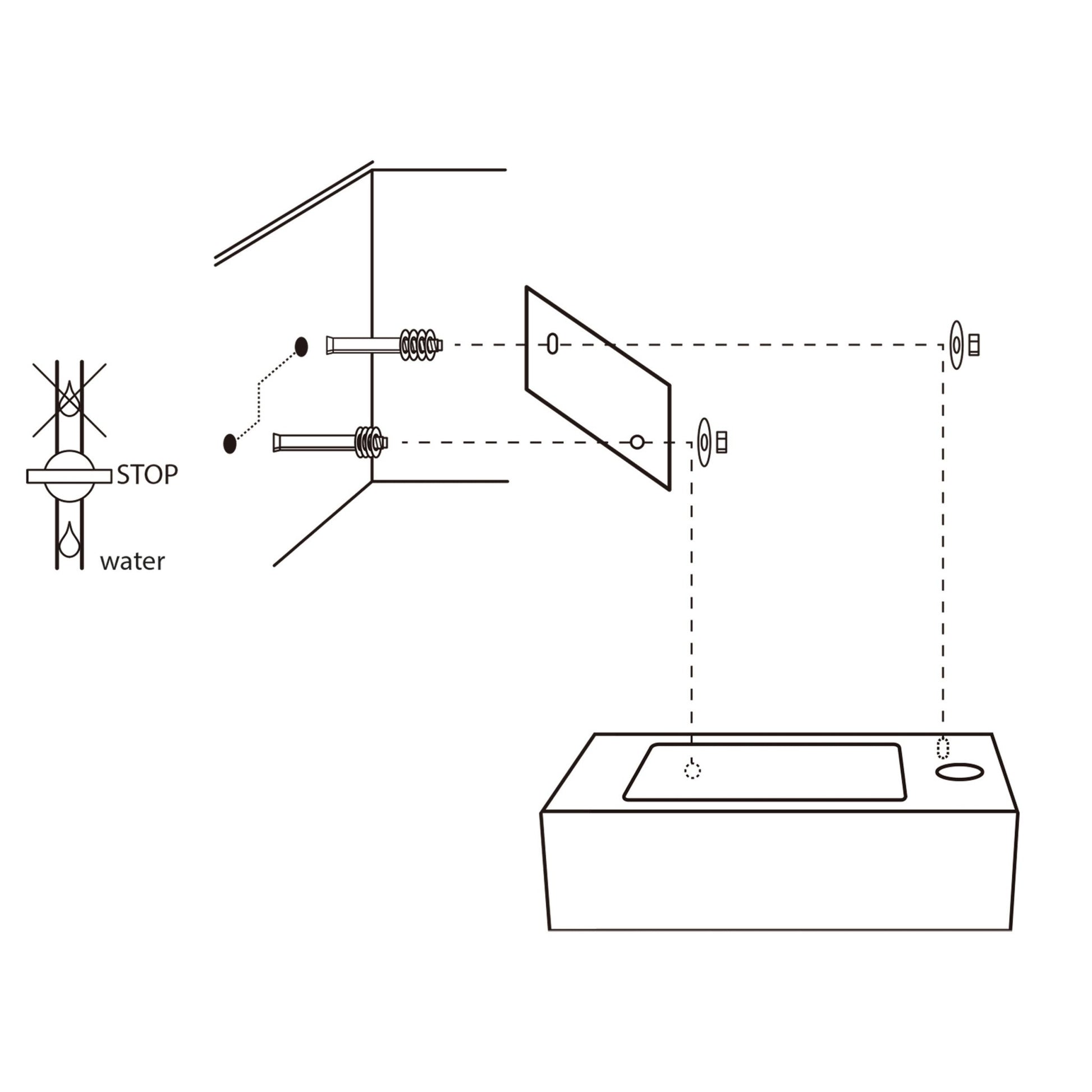 Differnz fonteinset bombai black - natuursteen - kraan recht - met handdoekrek - 40 x 22 x 9 cm - mat zwart - Mozaiektegel.com