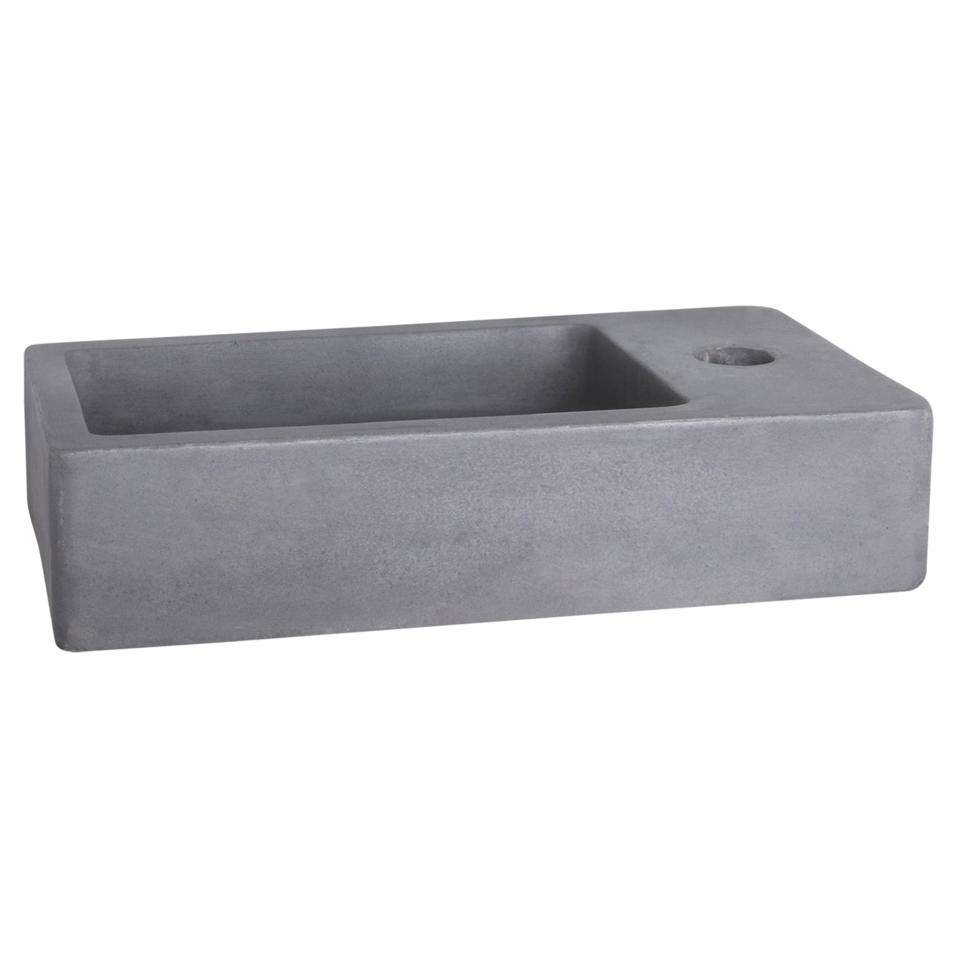 Differnz Force fonteinset beton donkergrijs - kraan gebogen - 40 x 22 x 8 cm - rood koper - Mozaiektegel.com