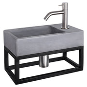 Differnz Force fonteinset beton donkergrijs - kraan gebogen - met handdoekrek - 40 x 22 x 9 cm - mat chroom - Mozaiektegel.com