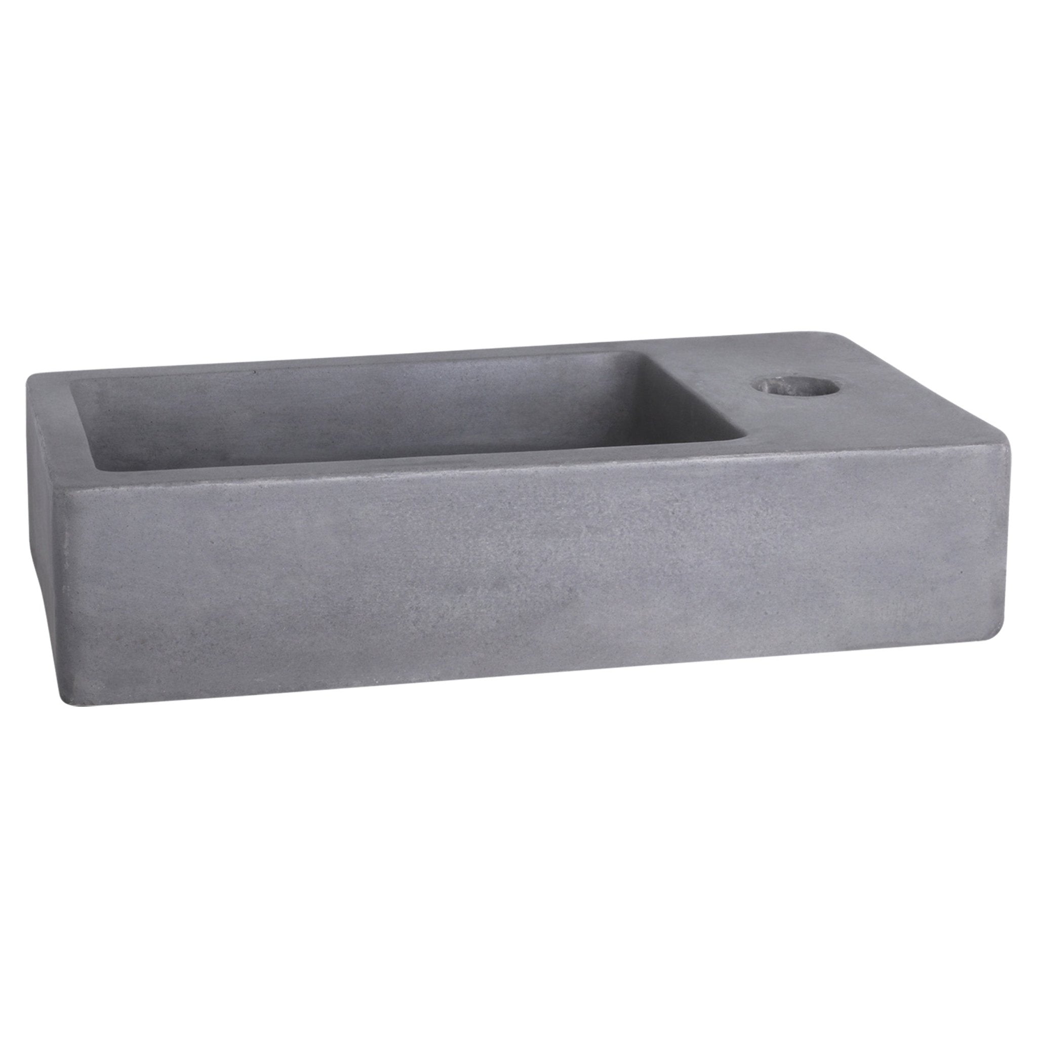 Differnz Force fonteinset beton donkergrijs - kraan gebogen - met handdoekrek - 40 x 22 x 9 cm - mat goud - Mozaiektegel.com