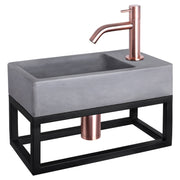 Differnz Force fonteinset beton donkergrijs - kraan gebogen - met handdoekrek - 40 x 22 x 9 cm - rood koper - Mozaiektegel.com