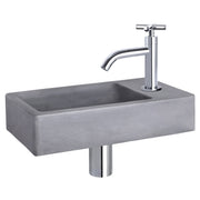 Differnz Force fonteinset beton donkergrijs - kraan kruis - 40 x 22 x 8 cm - chroom - Mozaiektegel.com