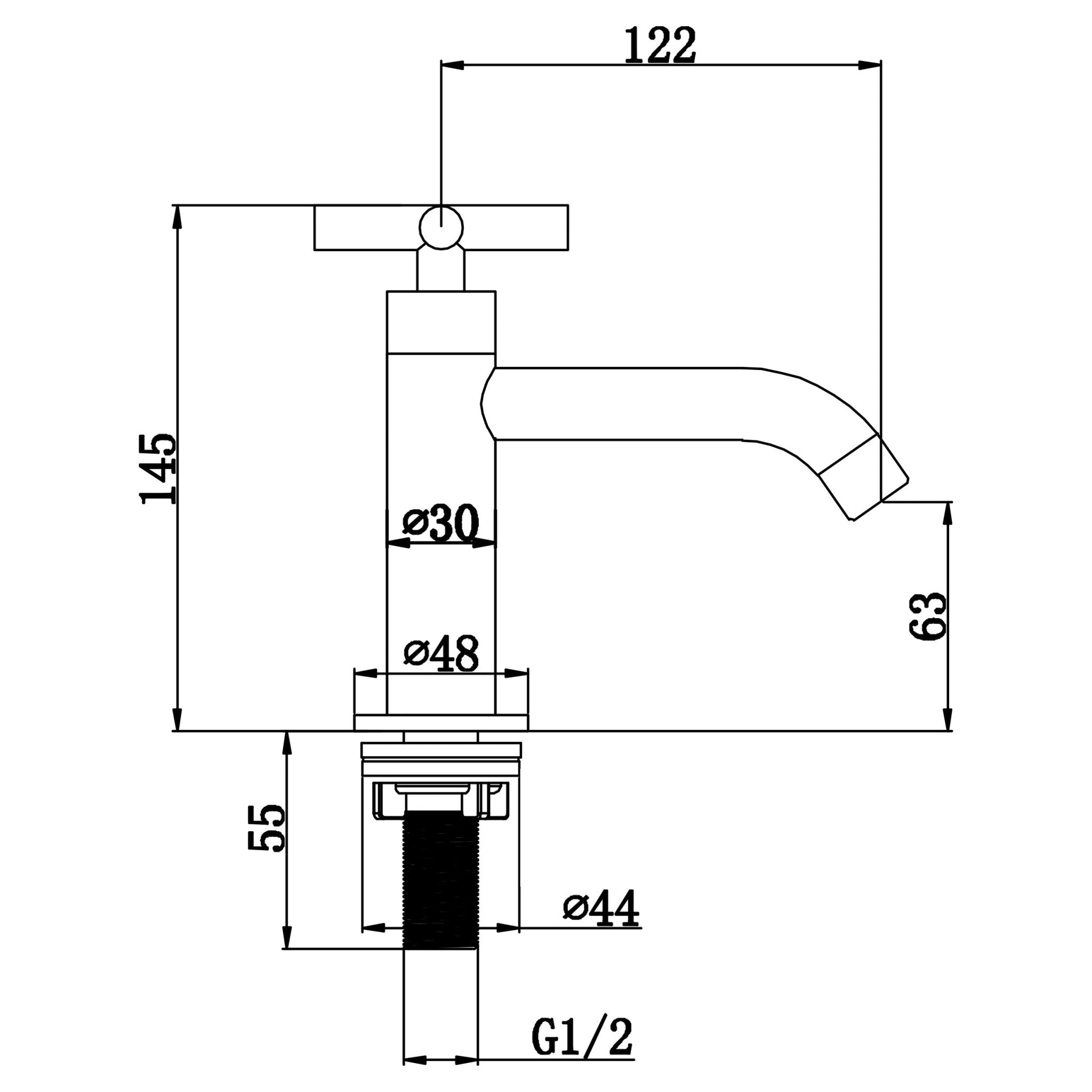 Differnz Force fonteinset beton donkergrijs - kraan kruis - 40 x 22 x 8 cm - chroom - Mozaiektegel.com