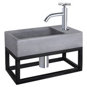 Differnz Force fonteinset beton donkergrijs - kraan kruis - met handdoekrek - 40 x 22 x 9 cm - chroom - Mozaiektegel.com