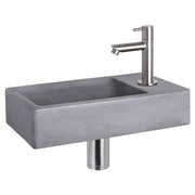 Differnz Force fonteinset beton donkergrijs - kraan recht - 40 x 22 x 8 cm - mat chroom - Mozaiektegel.com