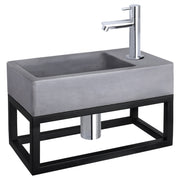 Differnz Force fonteinset beton donkergrijs - kraan recht - met handdoekrek - 40 x 22 x 9 cm - chroom - Mozaiektegel.com