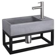Differnz Force fonteinset beton donkergrijs - kraan recht - met handdoekrek - 40 x 22 x 9 cm - mat chroom - Mozaiektegel.com