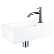 Differnz Force fonteinset keramiek - kraan gebogen - 40 x 22 x 11.5 cm - mat chroom - Mozaiektegel.com