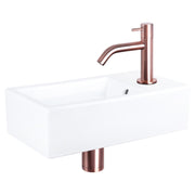 Differnz Force fonteinset keramiek - kraan gebogen - 40 x 22 x 11.5 cm - rood koper - Mozaiektegel.com