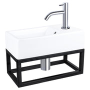 Differnz Force fonteinset keramiek - kraan gebogen - met handdoekrek - 40 x 22 x 11.5 cm - chroom - Mozaiektegel.com