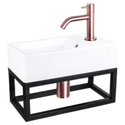 Differnz Force fonteinset keramiek - kraan gebogen - met handdoekrek - 40 x 22 x 11.5 cm - rood koper - Mozaiektegel.com