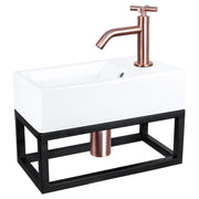 Differnz Force fonteinset keramiek - kraan kruis - met handdoekrek - 40 x 22 x 11.5 cm - rood koper - Mozaiektegel.com