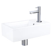 Differnz Force fonteinset keramiek - kraan recht - 40 x 22 x 11.5 cm - chroom - Mozaiektegel.com