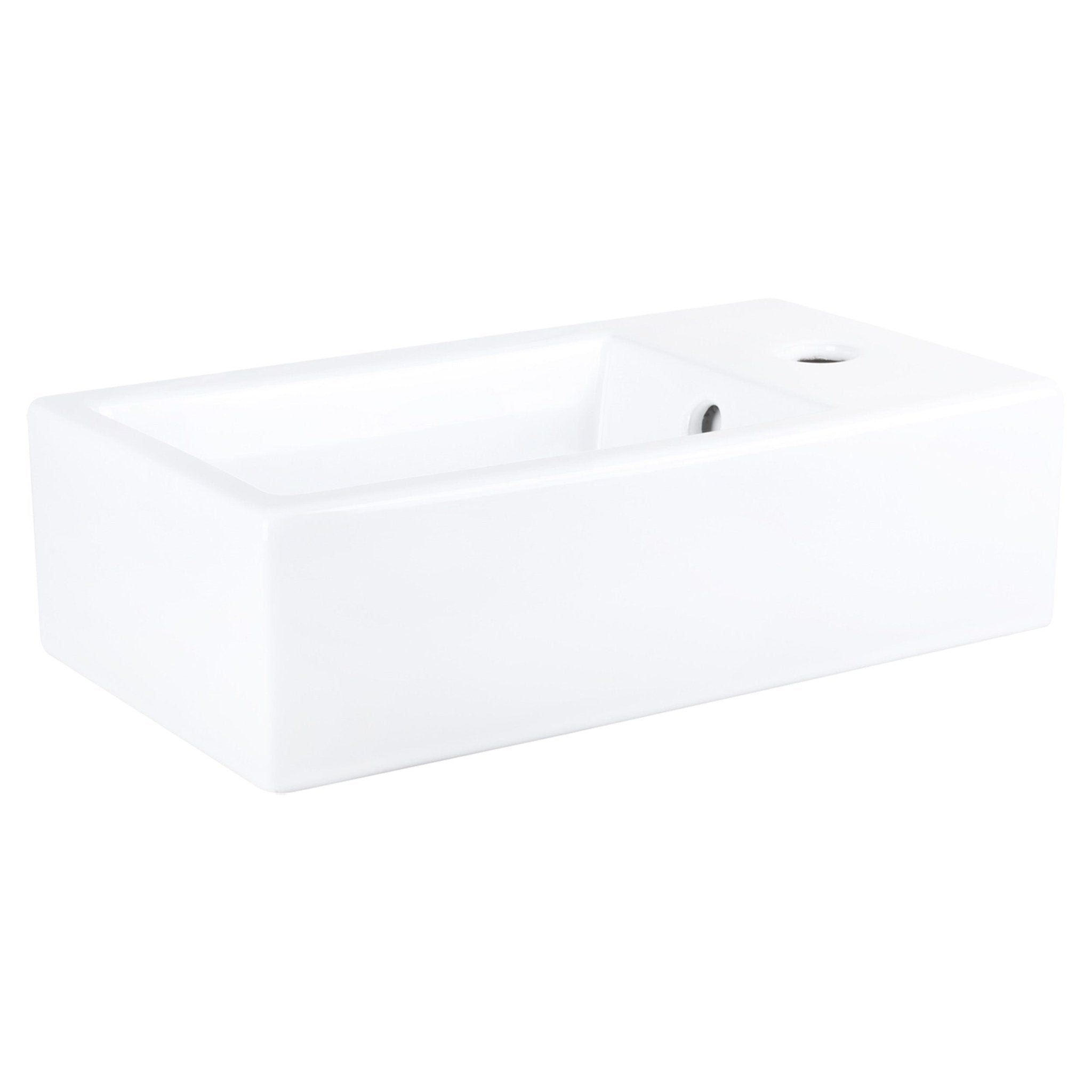 Differnz Force fonteinset keramiek - kraan recht - 40 x 22 x 11.5 cm - chroom - Mozaiektegel.com