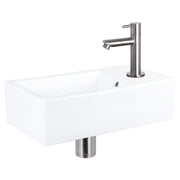 Differnz Force fonteinset keramiek - kraan recht - 40 x 22 x 11.5 cm - mat chroom - Mozaiektegel.com