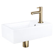 Differnz Force fonteinset keramiek - kraan recht - 40 x 22 x 11.5 cm - mat goud - Mozaiektegel.com