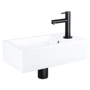 Differnz Force fonteinset keramiek - kraan recht - 40 x 22 x 11.5 cm - mat zwart - Mozaiektegel.com