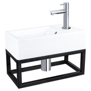 Differnz Force fonteinset keramiek - kraan recht - met handdoekrek - 40 x 22 x 11.5 cm - chroom - Mozaiektegel.com