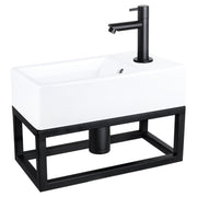 Differnz Force fonteinset keramiek - kraan recht - met handdoekrek - 40 x 22 x 11.5 cm - mat zwart - Mozaiektegel.com