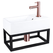 Differnz Force fonteinset keramiek - kraan recht - met handdoekrek - 40 x 22 x 11.5 cm - rood koper - Mozaiektegel.com