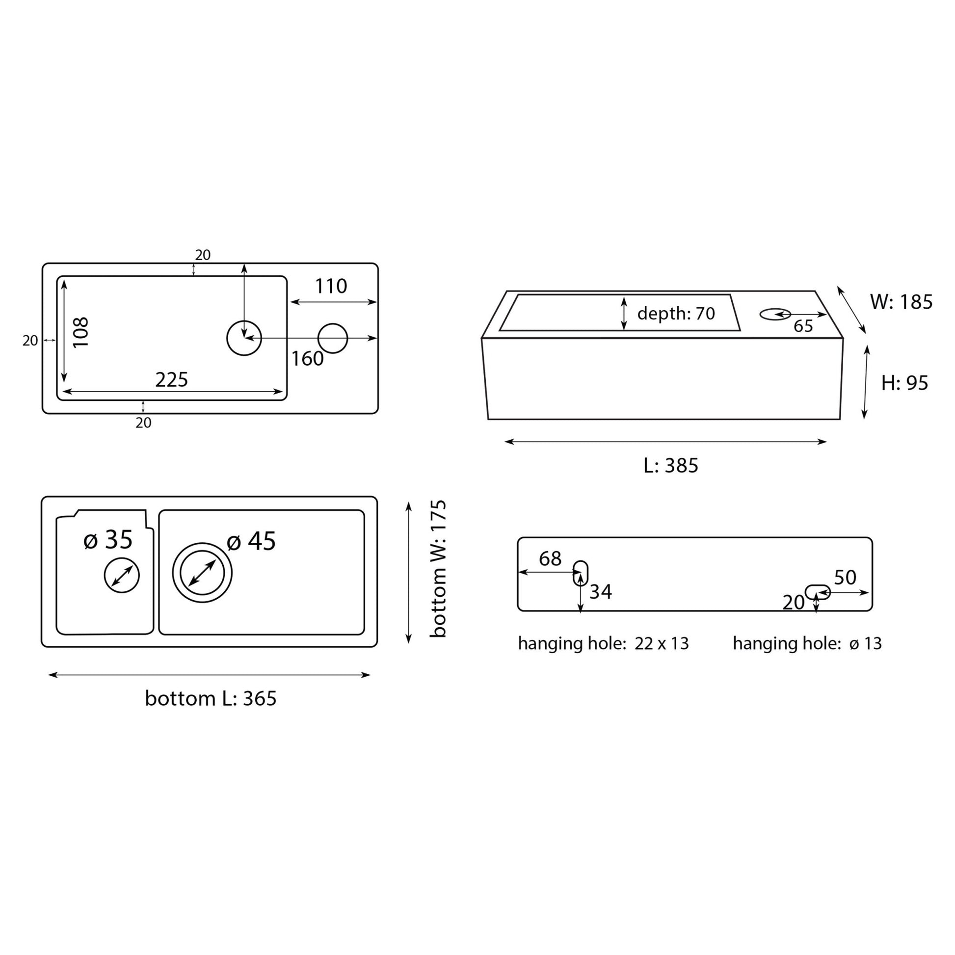 Differnz Helios fontein keramiek - rechts - 37.5 x 18.5 x 9 cm - wit - Mozaiektegel.com