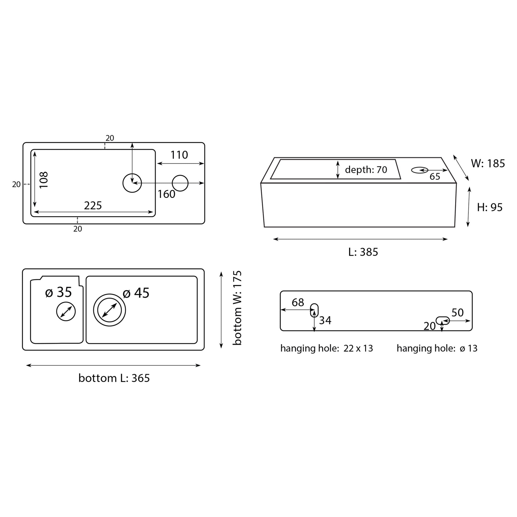 Differnz Helios fontein keramiek - rechts - 37.5 x 18.5 x 9 cm - wit - Mozaiektegel.com