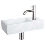 Differnz Helios fonteinset marmer - kraan gebogen - 37.5 x 18.5 x 9.5 cm - mat chroom - Mozaiektegel.com