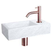 Differnz Helios fonteinset marmer - kraan gebogen - 37.5 x 18.5 x 9.5 cm - rood koper - Mozaiektegel.com