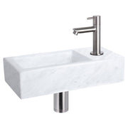 Differnz Helios fonteinset marmer - kraan recht - 37.5 x 18.5 x 9.5 cm - mat chroom - Mozaiektegel.com