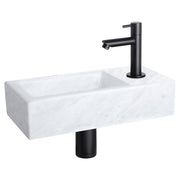 Differnz Helios fonteinset marmer - kraan recht - 37.5 x 18.5 x 9.5 cm - mat zwart - Mozaiektegel.com