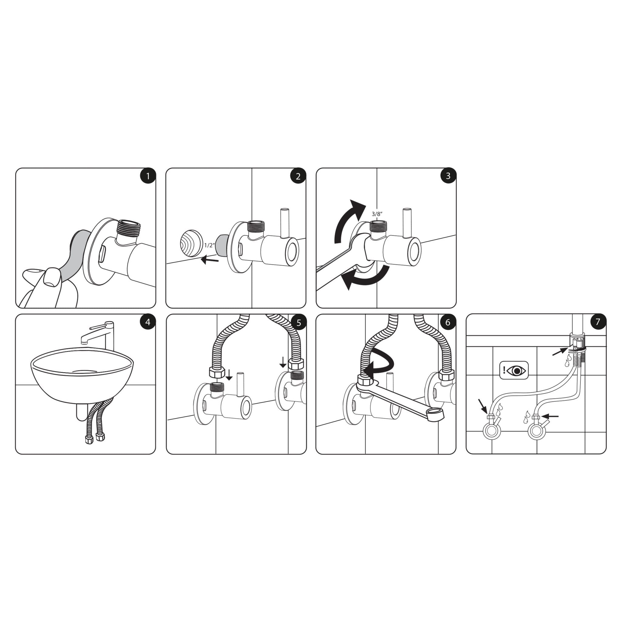 Differnz hoekstopkraan - 1/2 x 3/8 - mat chroom - Mozaiektegel.com