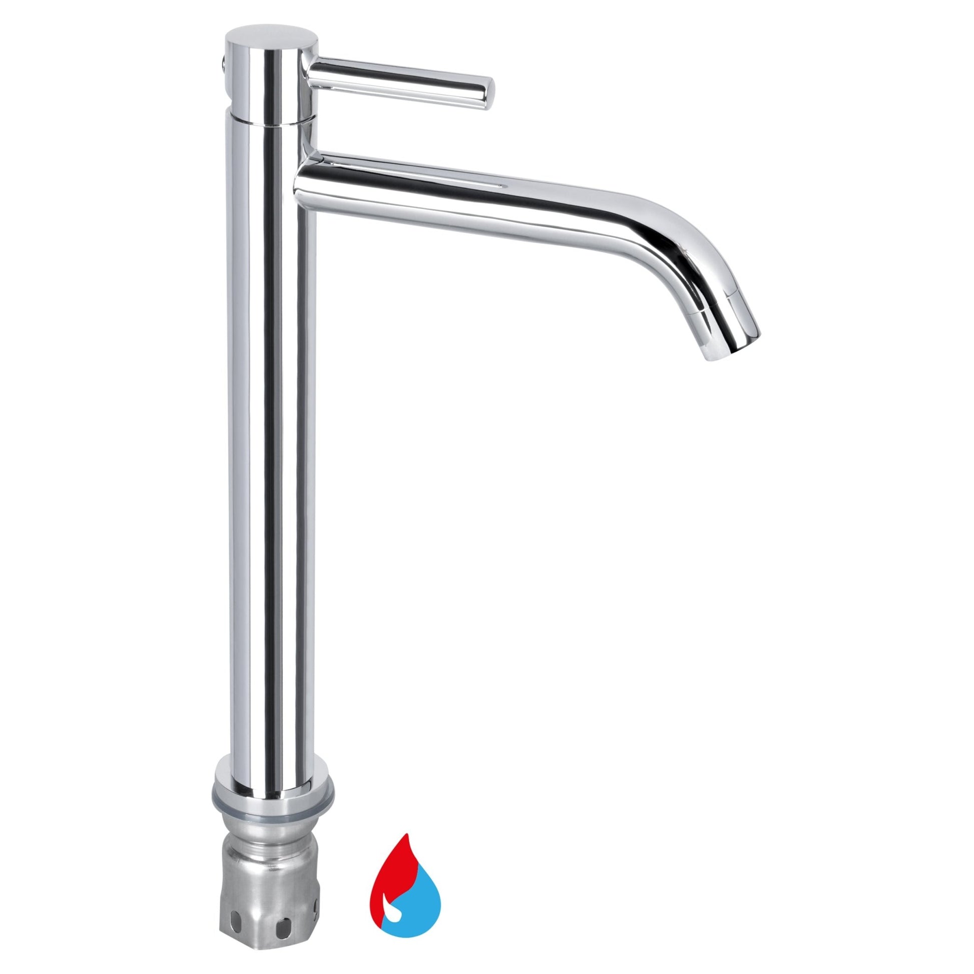 Differnz hoge kraan koud/warm - gebogen - 30.6 x 17.4 cm - chroom - Mozaiektegel.com