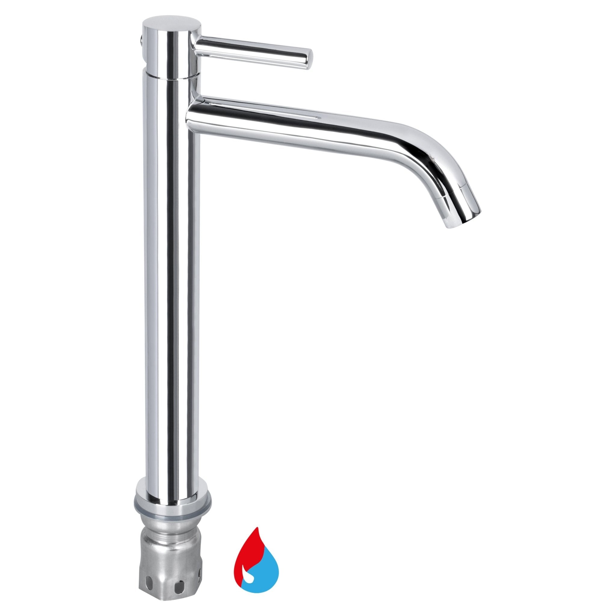 Differnz hoge kraan koud/warm - gebogen - 30.6 x 17.4 cm - chroom - Mozaiektegel.com