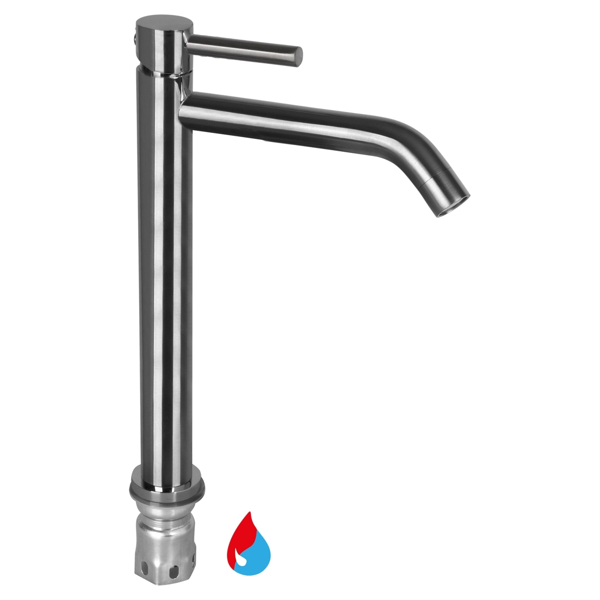 Differnz hoge kraan koud/warm - gebogen - 30.6 x 17.4 cm - gun metal - Mozaiektegel.com