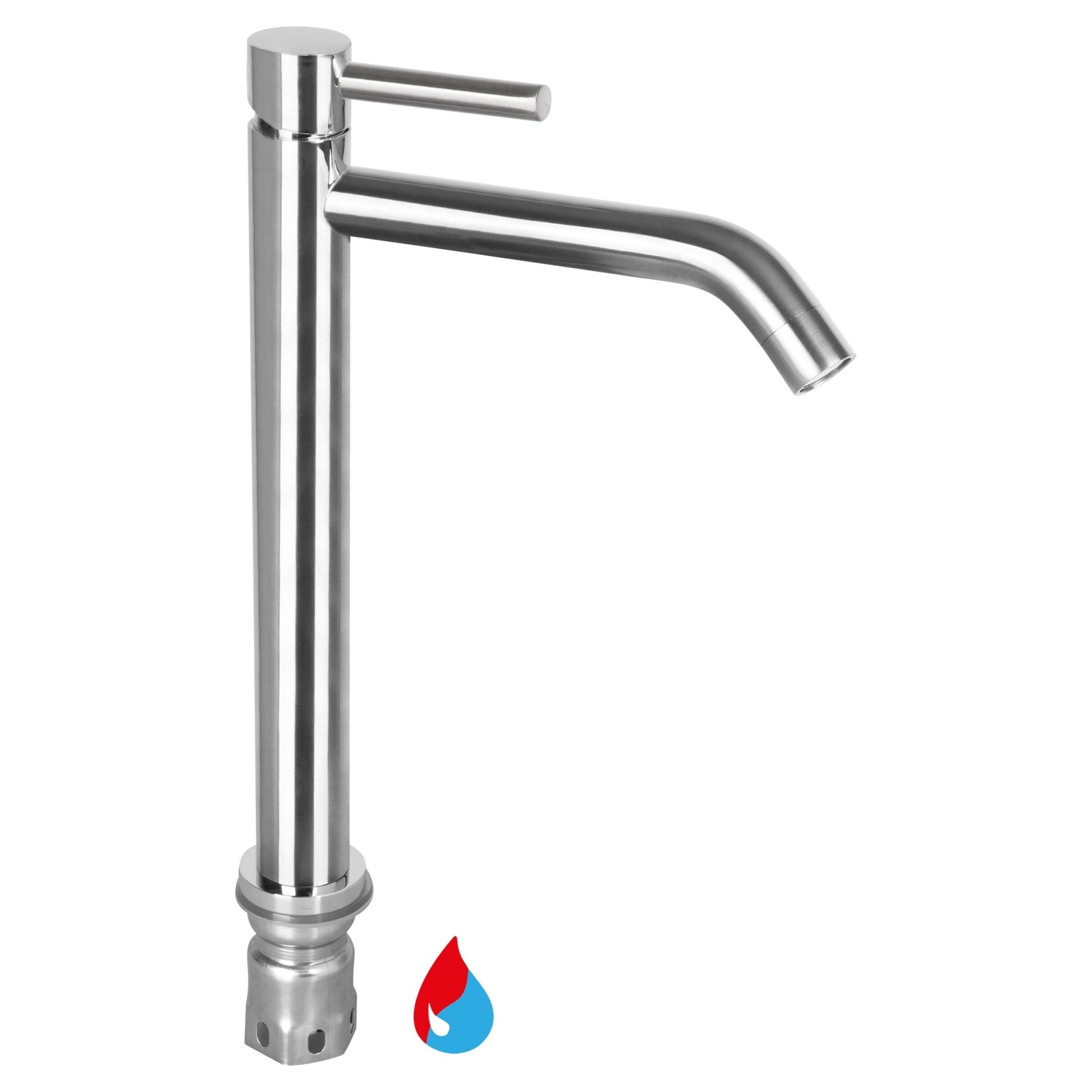 Differnz hoge kraan koud/warm - gebogen - 30.6 x 17.4 cm - mat chroom - Mozaiektegel.com