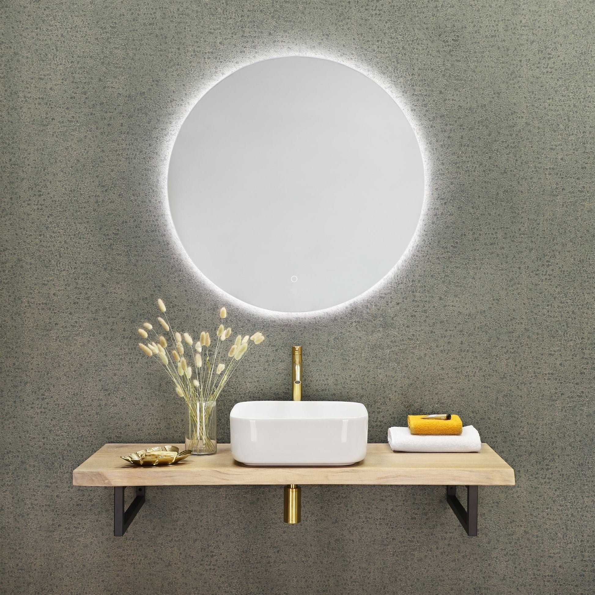 Differnz hoge kraan koud/warm - gebogen - 30.6 x 17.4 cm - mat goud - Mozaiektegel.com