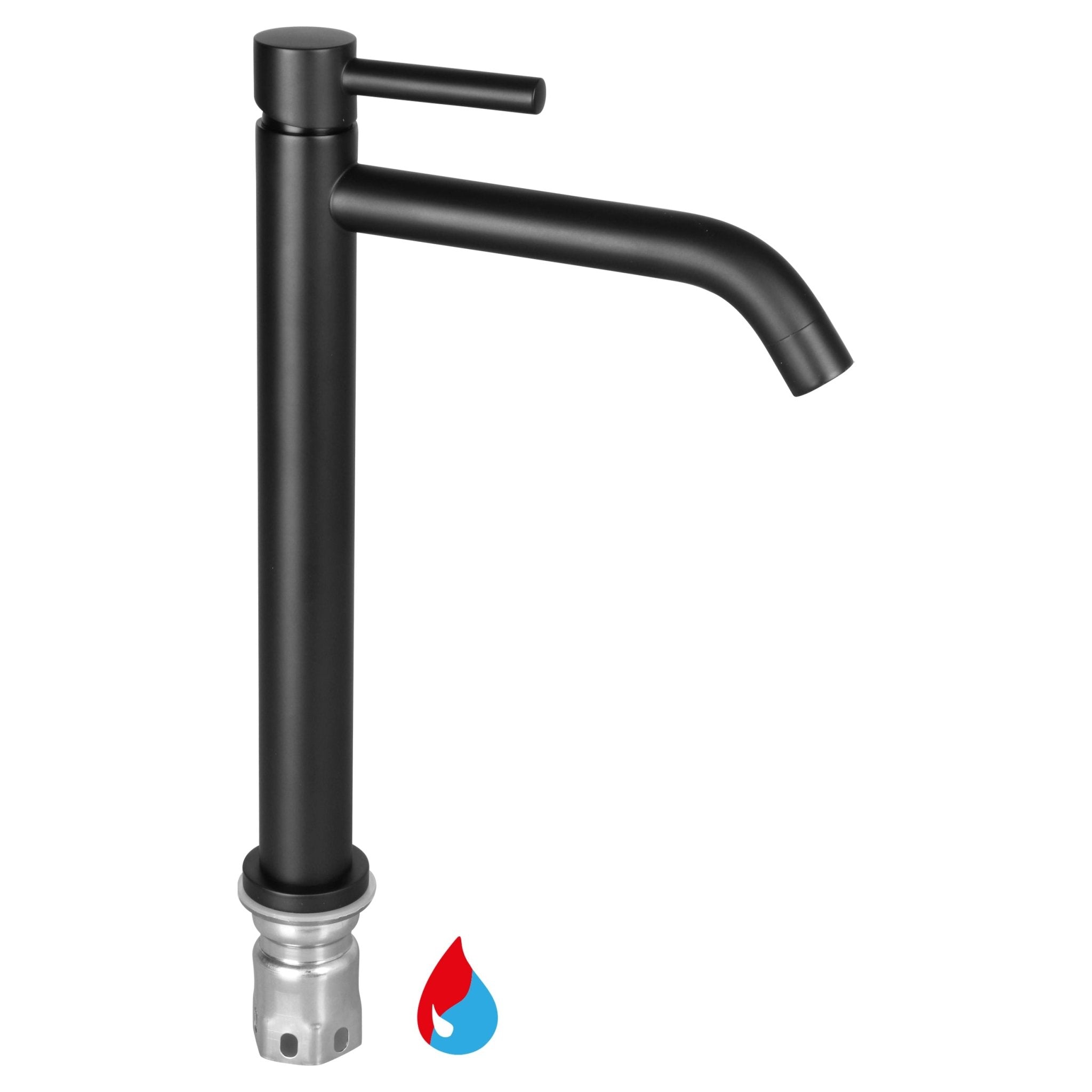 Differnz hoge kraan koud/warm - gebogen - 30.6 x 17.4 cm - mat zwart - Mozaiektegel.com