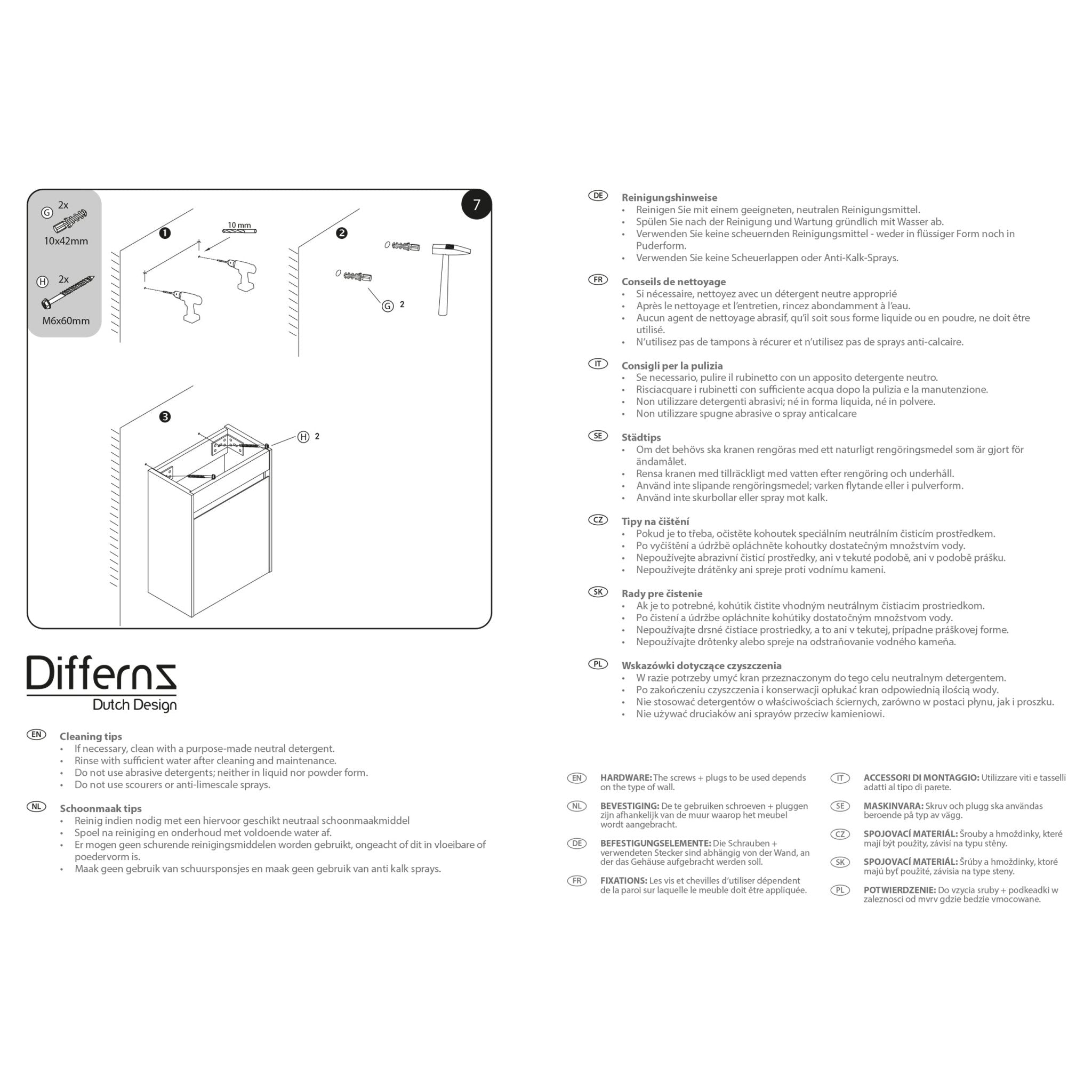 Differnz Hura L meubel links/rechts FSC® - knock down | groen | 40 cm - Mozaiektegel.com