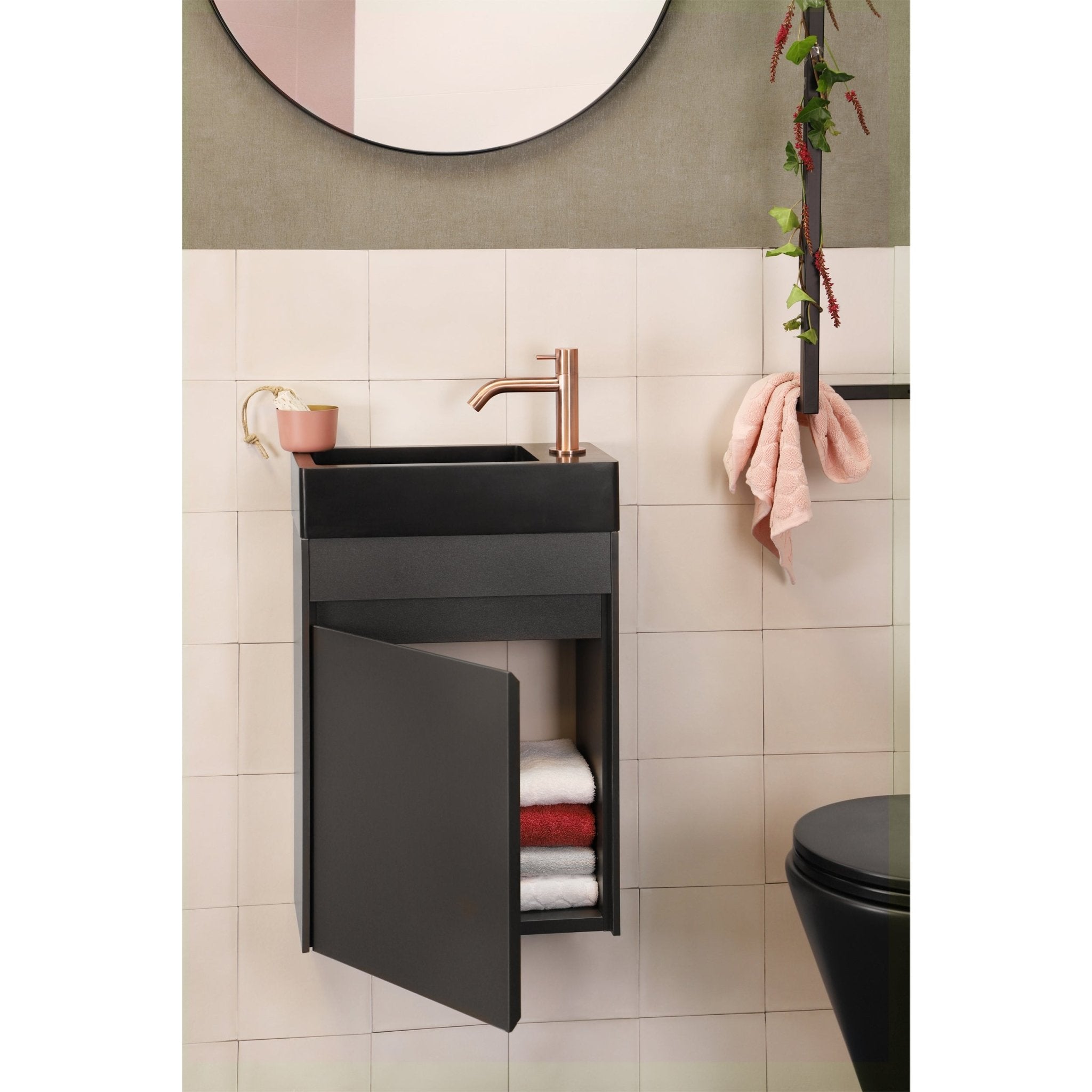 Differnz Hura L meubel links/rechts knock down FSC® | antraciet | 40 cm - Mozaiektegel.com