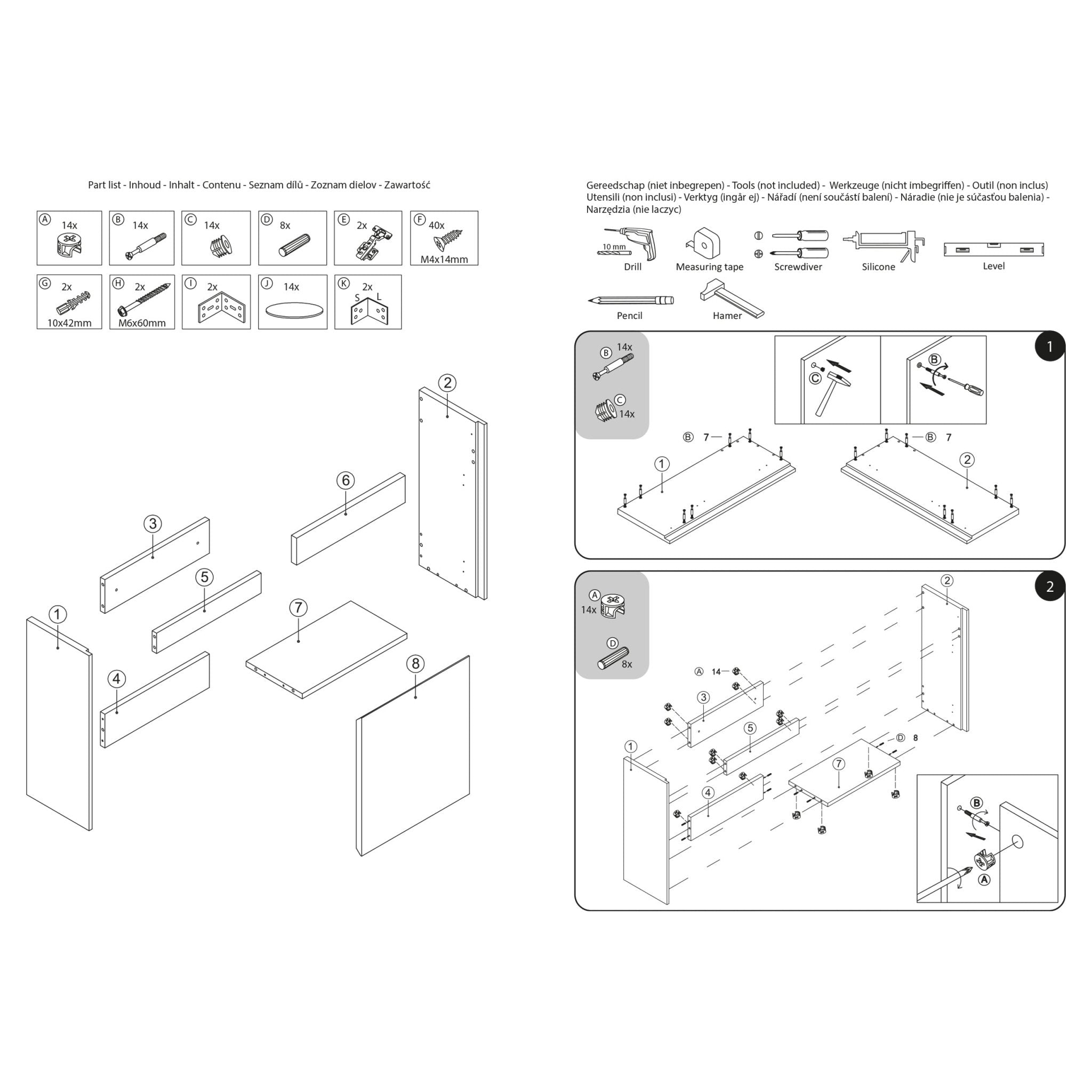 Differnz Hura L meubel links/rechts knock down FSC® | antraciet | 40 cm - Mozaiektegel.com