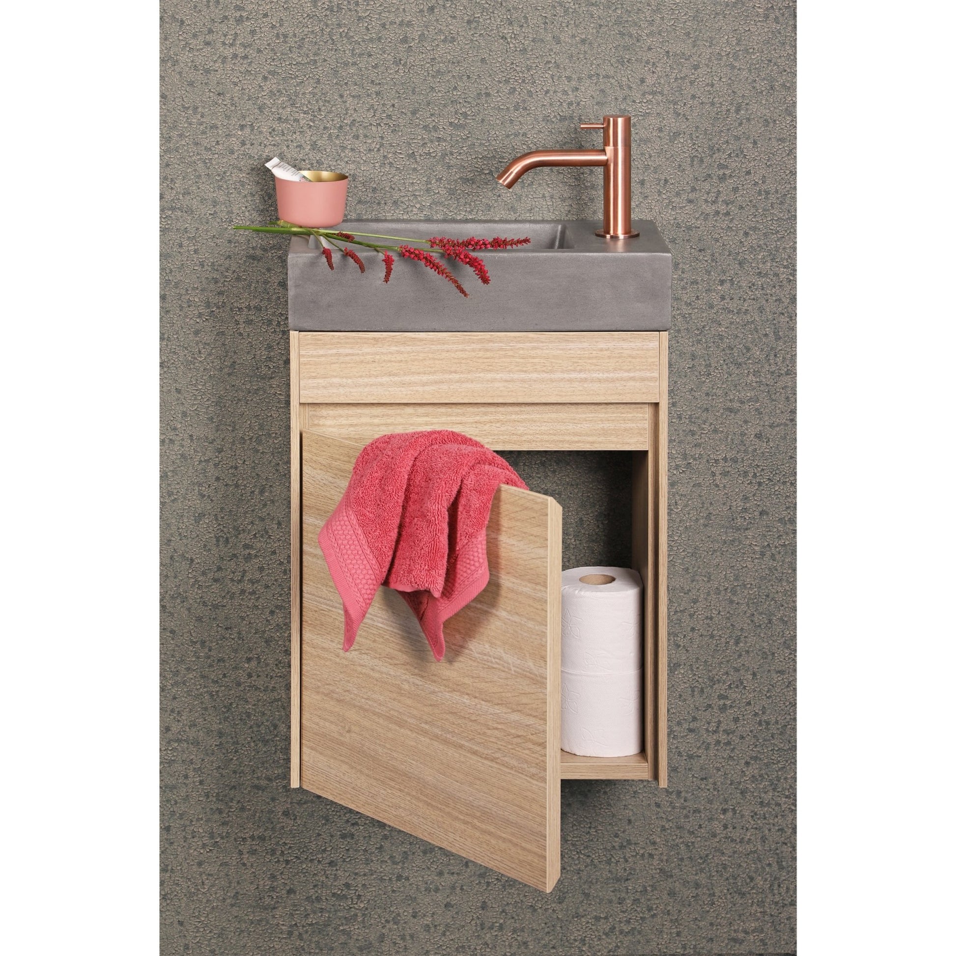 Differnz Hura L meubel links/rechts knock down FSC® | eiken | 40 cm - Mozaiektegel.com