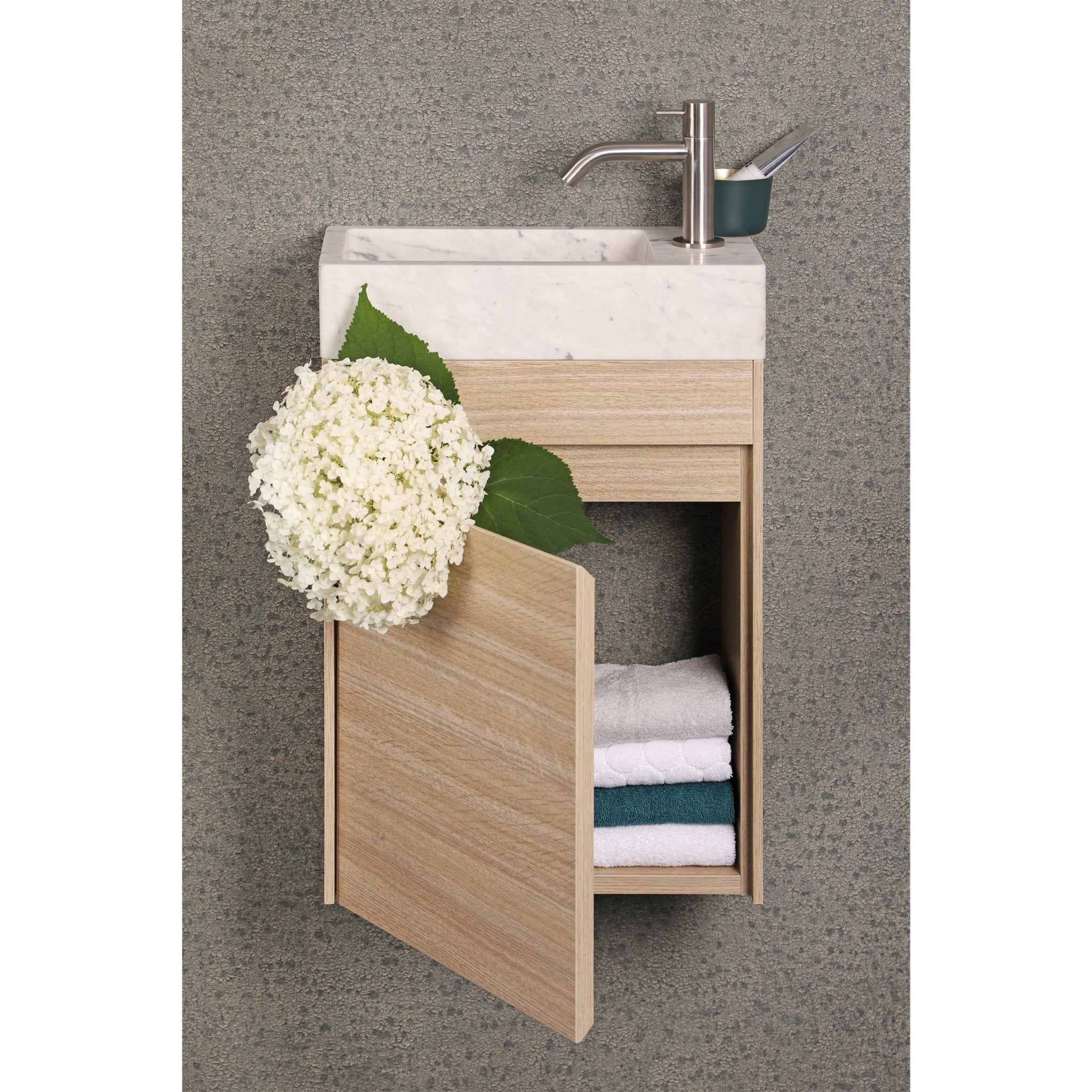 Differnz Hura L meubel links/rechts knock down FSC® | eiken | 40 cm - Mozaiektegel.com