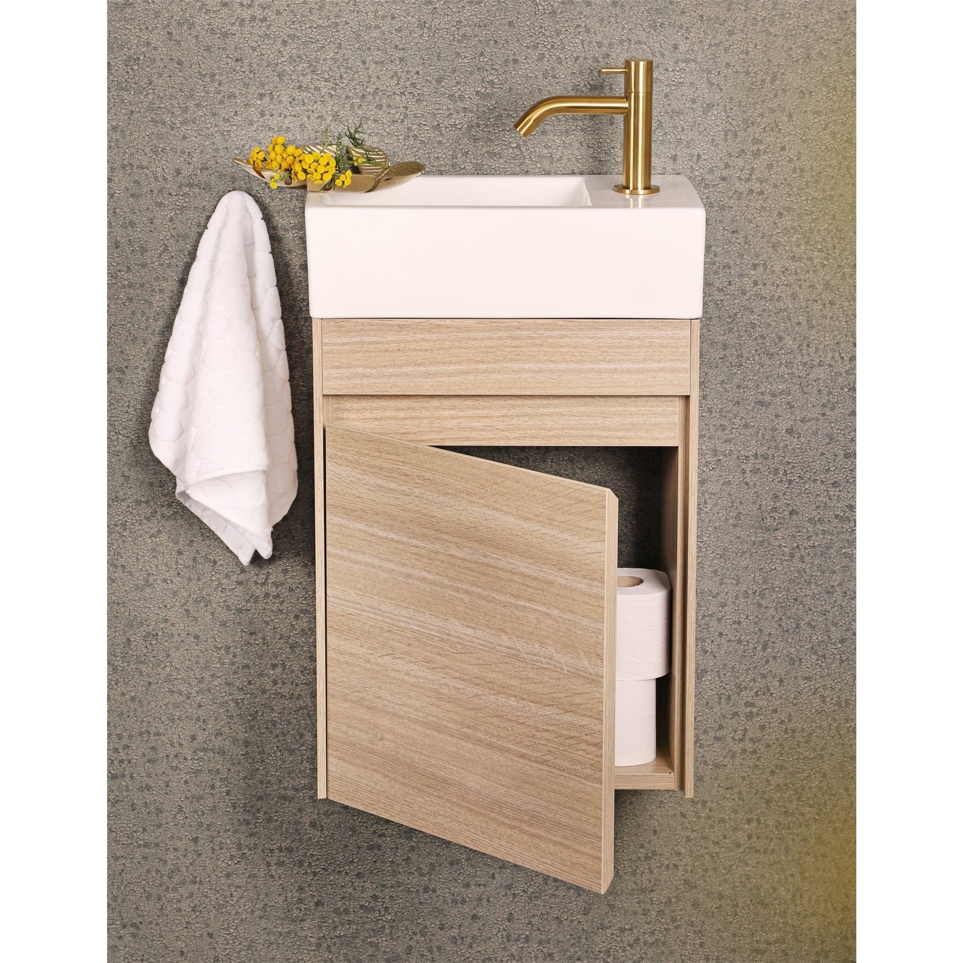 Differnz Hura L meubel links/rechts knock down FSC® | eiken | 40 cm - Mozaiektegel.com