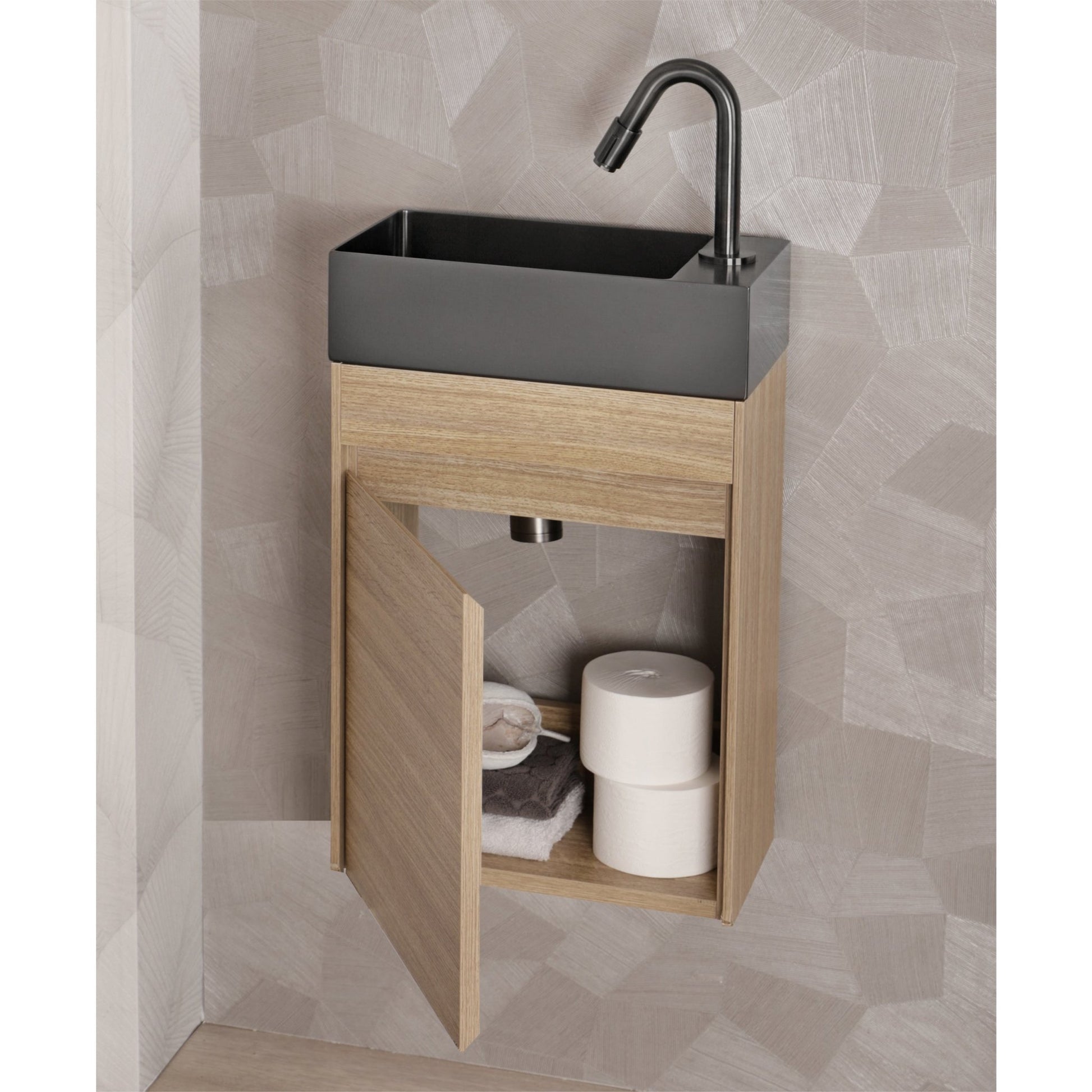 Differnz Hura L meubel links/rechts knock down FSC® | eiken | 40 cm - Mozaiektegel.com